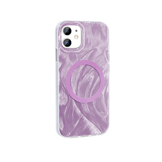 Apple iPhone 11 Kılıf M-safe Şarj Özellikli Fırça Boya Desenli Zore Palet Kapak