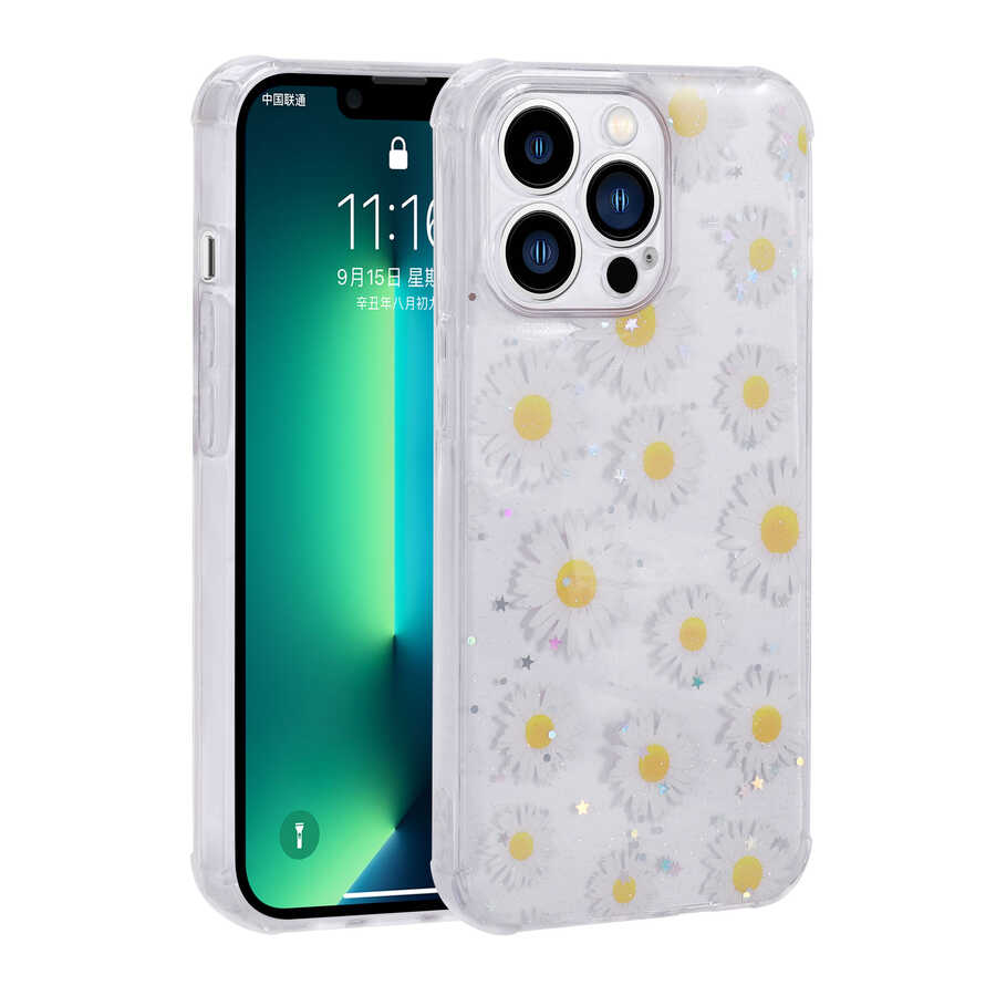 Apple iPhone 11 Pro Kılıf Simli Desenli Kamera Korumalı Parlak Zore Popy Kapak