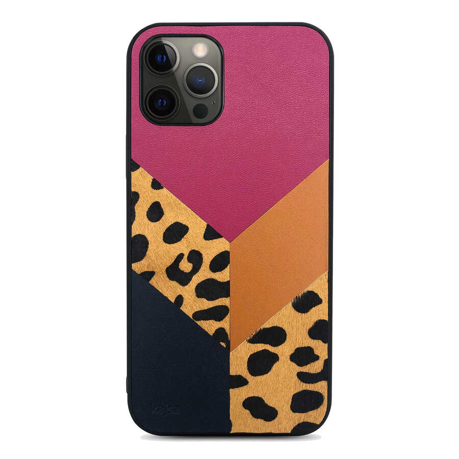 Apple iPhone 12 Pro Kılıf Kajsa Glamorous Serisi Leopard Combo Kapak