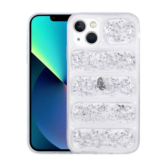 Apple iPhone 13 Kılıf Kamera Korumalı Simli Airbag'li Zore Dalga Kapak