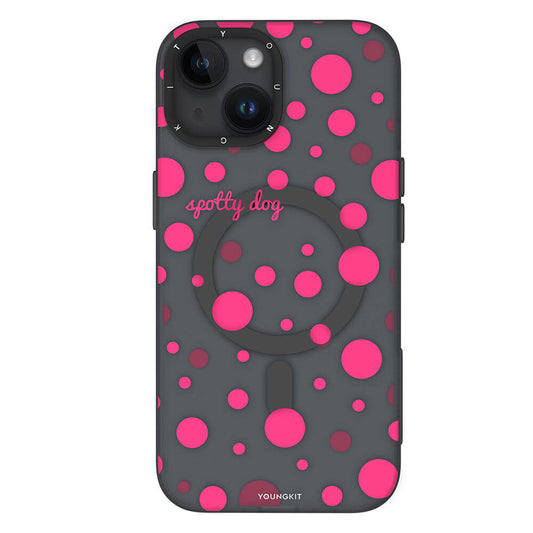 Apple iPhone 13 Kılıf M-safe Şarj Özellikli Polka Dot Desenli Youngkit Spots Serisi Kapak