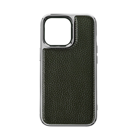 Apple iPhone 13 Mini Kılıf Wiwu Genuine Leather Silver Calfskin Orjinal Deri Kapak
