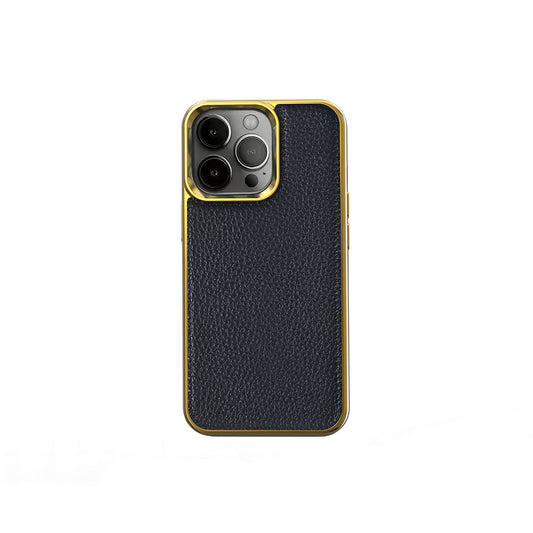 Apple iPhone 13 Pro Kılıf Wiwu Genuine Leather Gold Calfskin Orjinal Deri Kapak