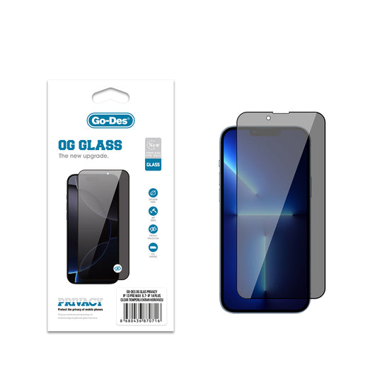 Apple iPhone 13 Pro Max Go Des OG Glass Privacy Antistatik Temperli Cam Ekran Koruyucu