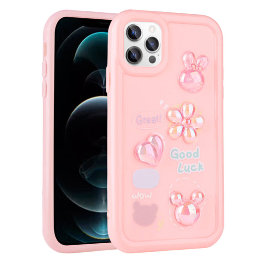 Apple iPhone 13 Pro Max Kılıf Kabartma Figürlü Parlak Zore Toys Silikon Kapak