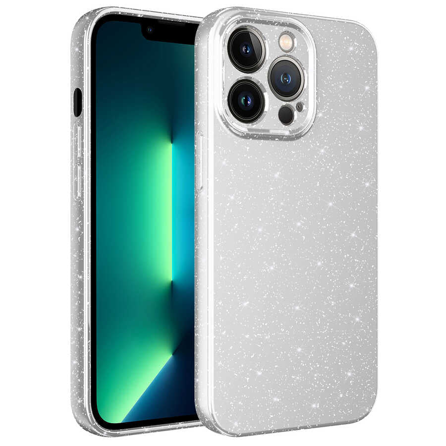 Apple iPhone 13 Pro Max Kılıf Kamera Korumalı Simli Lüks Zore Koton Kapak