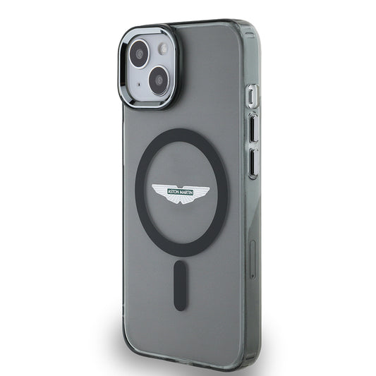 Apple iPhone 14 Kılıf Aston Martin Orjinal Lisanslı M-safe Şarj Özellikli IML Baskı Logolu Metal Düğmeli Kapak