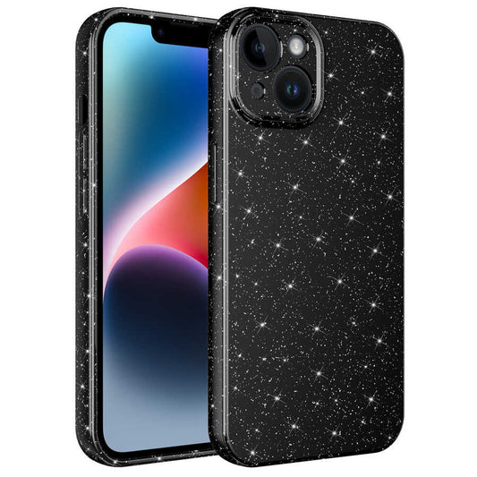 Apple iPhone 14 Kılıf Kamera Korumalı Simli Lüks Zore Koton Kapak