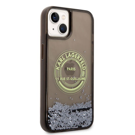 Apple iPhone 14 Kılıf Karl Lagerfeld Sıvılı Simli RSG Dizayn Kapak
