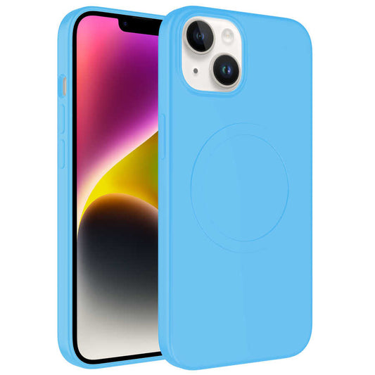 Apple iPhone 14 Plus Kılıf M-safe Wireless Şarj Özellikli Pastel Renk Silikon Zore Plas Kapak