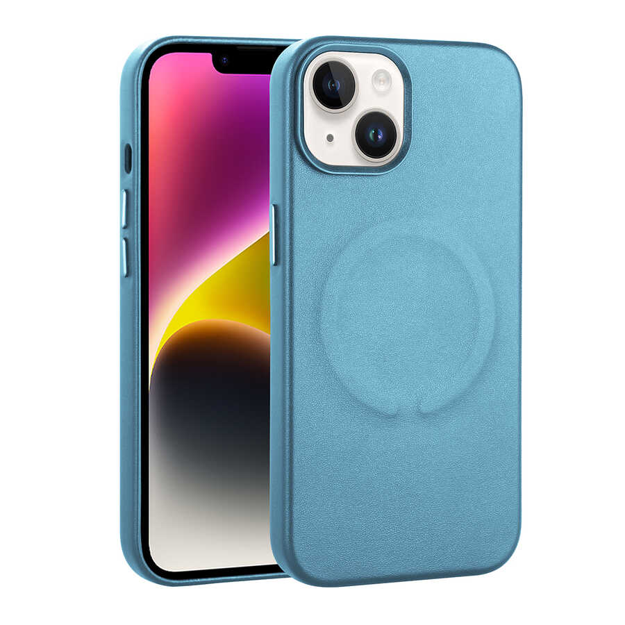 Apple iPhone 14 Plus Kılıf PU Deri M-safe Wireless Şarj Özellikli Zore Derix Kapak