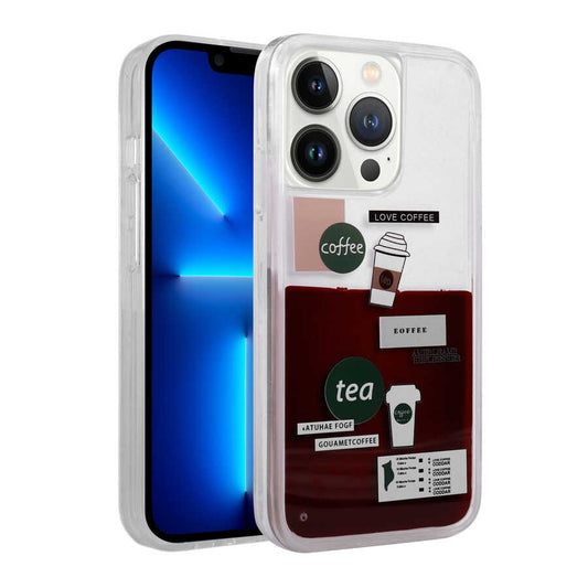 Apple iPhone 14 Pro Kılıf Desenli Sıvılı Zore Drink Silikon Kapak