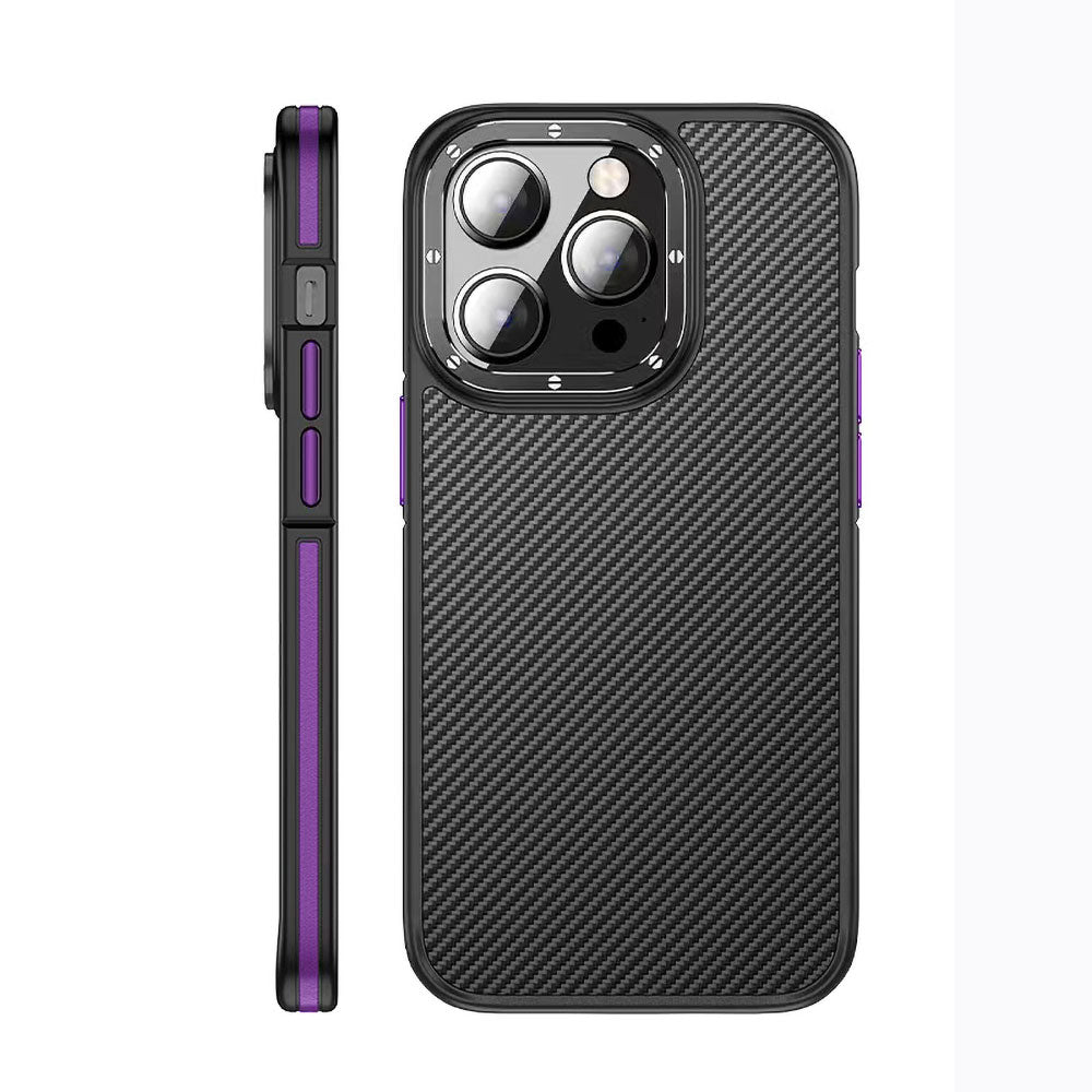 Apple iPhone 14 Pro Kılıf Karbon Fiber Görünümlü Wlons Marin Kapak