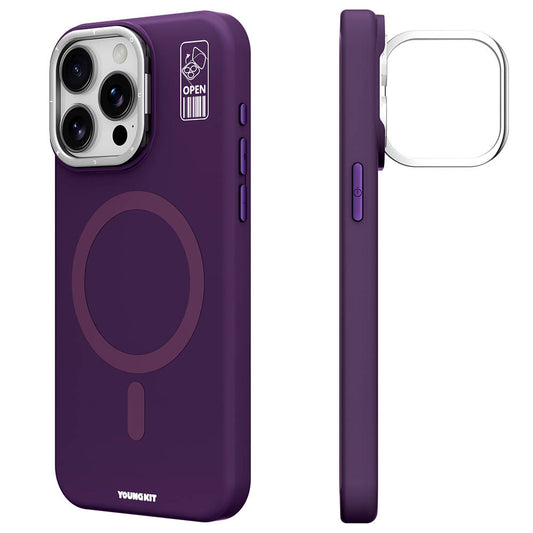 Apple iPhone 14 Pro Max Kılıf M-safe Şarj Özellikli Kamera Standlı Youngkit Bitty Cream Kapak