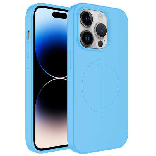 Apple iPhone 14 Pro Max Kılıf M-safe Wireless Şarj Özellikli Pastel Renk Silikon Zore Plas Kapak