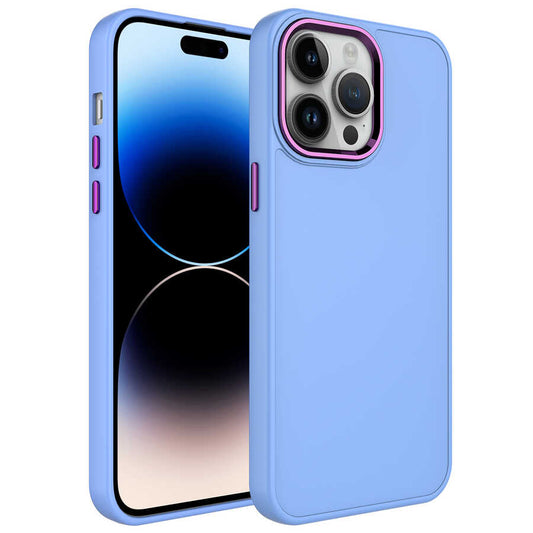 Apple iPhone 14 Pro Max Kılıf Metal Çerçeve ve Buton Tasarımlı Silikon Zore Luna Kapak