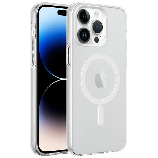 Apple iPhone 14 Pro Max Kılıf Zore M-safe Şarj Özellikli Buzlu Transparan C-Pro Sert Kapak