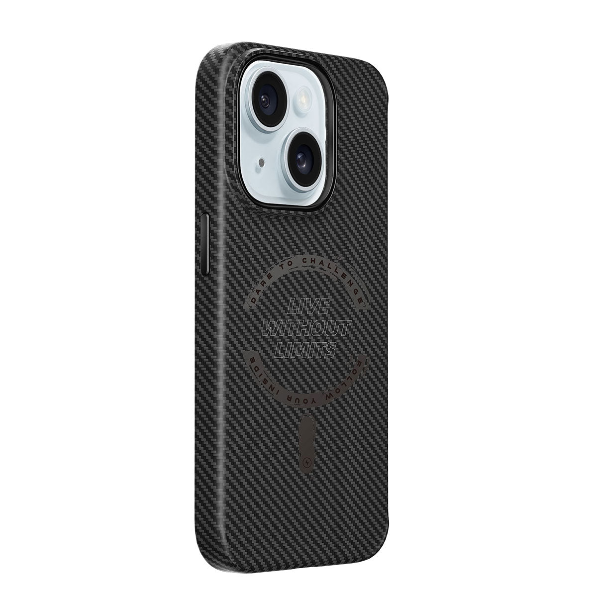 Apple iPhone 15 Plus Kılıf Wiwu LCC-107 Karbon Fiber M-safe Şarj Özellikli Kamera Korumalı Kabon Kapak