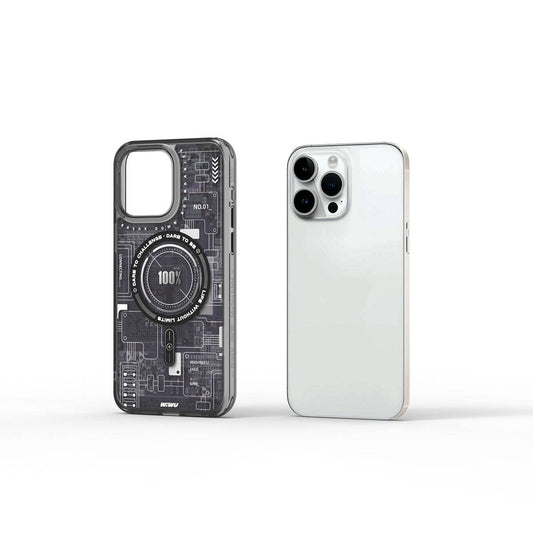 Apple iPhone 15 Pro Kılıf M-safe Şarj Özellikli Desenli Wiwu Mecha Circuit H Serisi Kapak