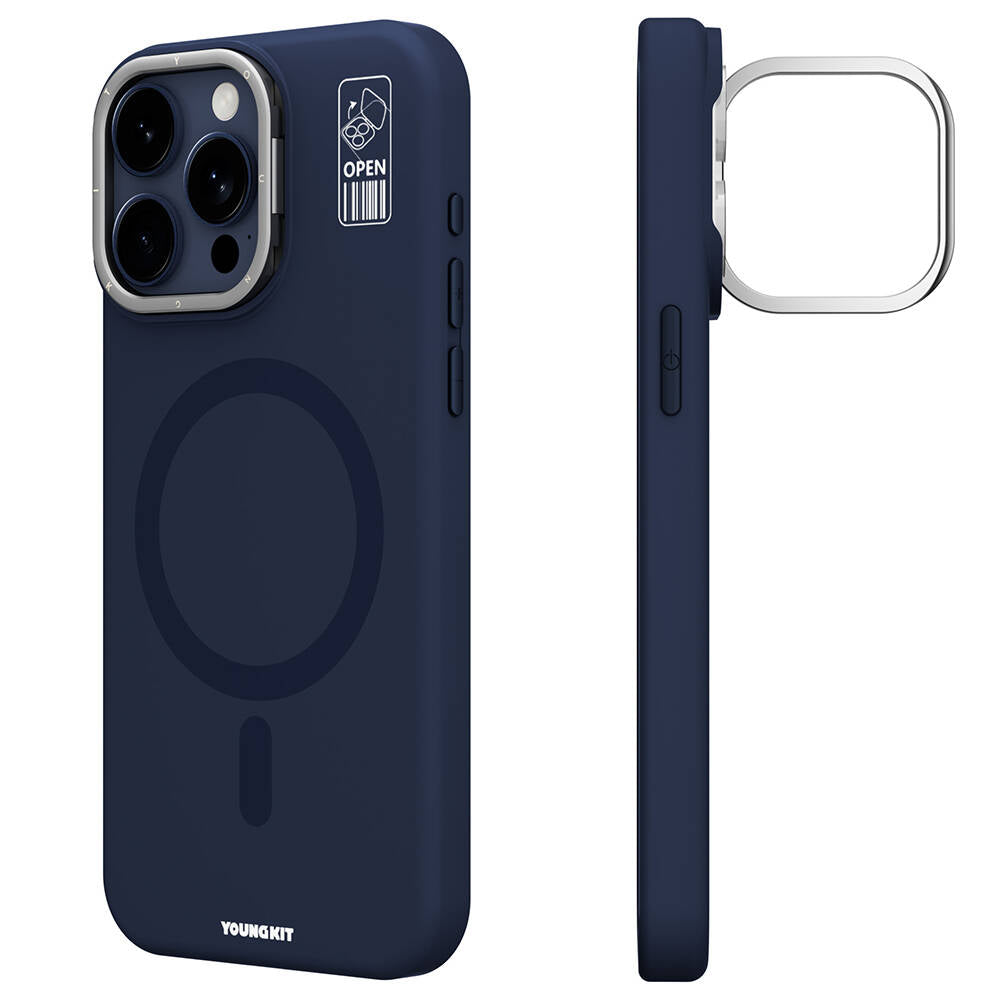Apple iPhone 15 Pro Kılıf M-safe Şarj Özellikli Kamera Standlı Youngkit Bitty Cream Kapak