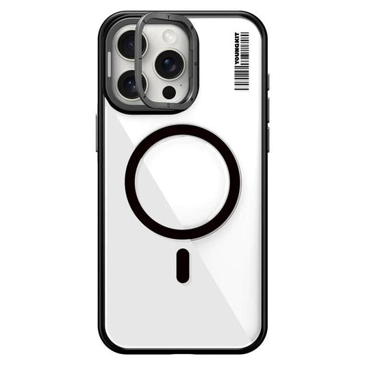Apple iPhone 15 Pro Kılıf M-safe Şarj Özellikli Sararma Önleyici Youngkit Crystal Grid Kapak