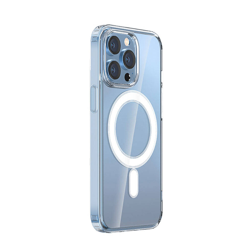Apple iPhone 15 Pro Kılıf M-safe Şarj Özellikli Şeffaf Sert PC Zore Embos Kapak