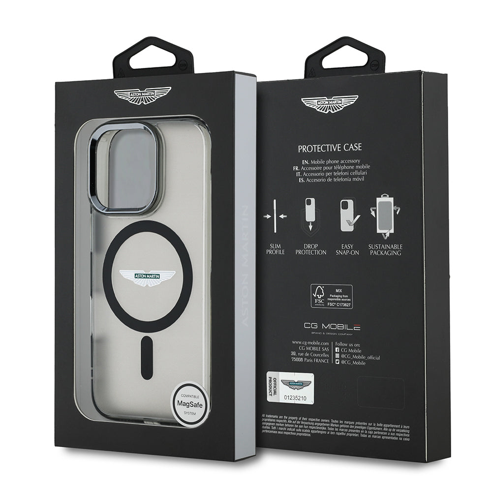 Apple iPhone 15 Pro Max Kılıf Aston Martin Orjinal Lisanslı M-safe Şarj Özellikli IML Baskı Logolu Metal Düğmeli Kapak