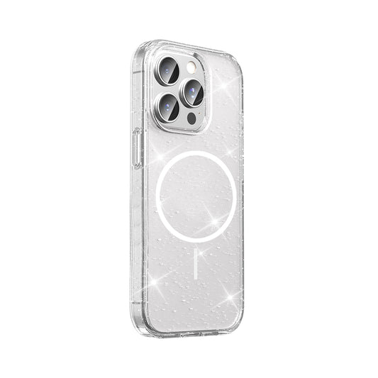 Apple iPhone 15 Pro Max Kılıf M-safe Şarj Özellikli Parlayan Simli Saydam Renkli Zore Maris Kapak