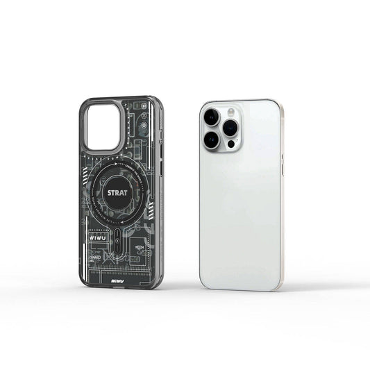 Apple iPhone 15 Pro Max Kılıf M-safe Şarj Özellikli Desenli Wiwu Mecha Circuit H Serisi Kapak