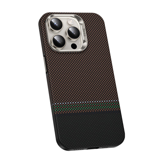 Apple iPhone 15 Pro Max Kılıf M-safe Şarj Özellikli Karbon Fiber Tasarımlı Benks Prestige ArmorPro Kevlar Kapak
