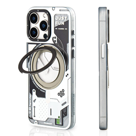 Apple iPhone 15 Pro Max Kılıf M-safe Şarj Özellikli Youngkit 360° Standlı Starship Serisi Kapak