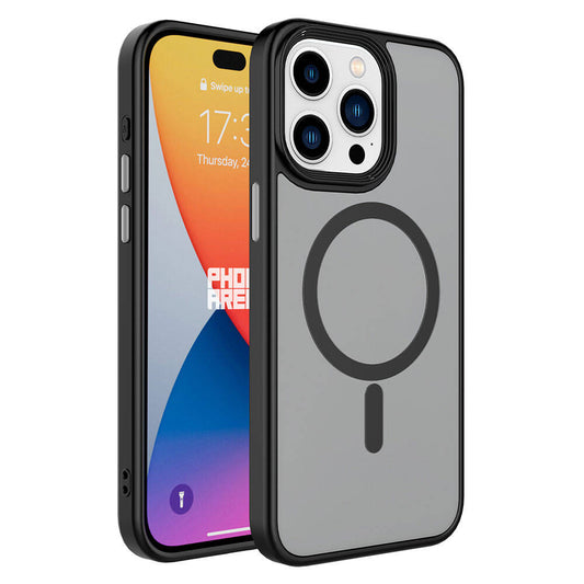 Apple iPhone 15 Pro Max Kılıf Mat Arka Yüzey Wireless Şarj Özellikli Zore Flet M-safe Kapak