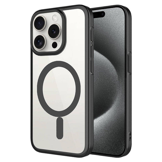 Apple iPhone 15 Pro Max Kılıf Wireless Şarj Özellikli Sert PC Zore Mat Riksos M-safe Kapak