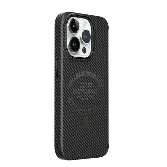 Apple iPhone 15 Pro Max Kılıf Wiwu LCC-107 Karbon Fiber M-safe Şarj Özellikli Kamera Korumalı Kabon Kapak