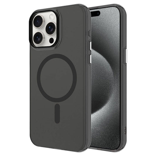 Apple iPhone 15 Pro Max Kılıf Zore M-safe Şarj Özellikli Buzlu Transparan C-Pro Sert Kapak