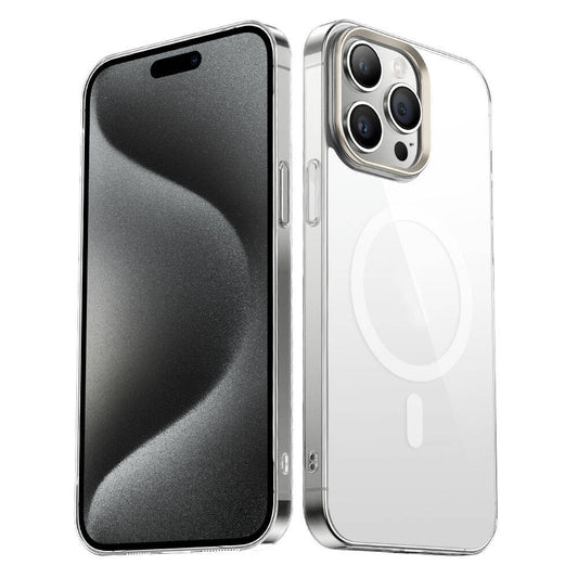 Apple iPhone 15 Pro Max Kılıf Zore Wireless Şarj Özellikli Şeffaf G-Glass Kapak
