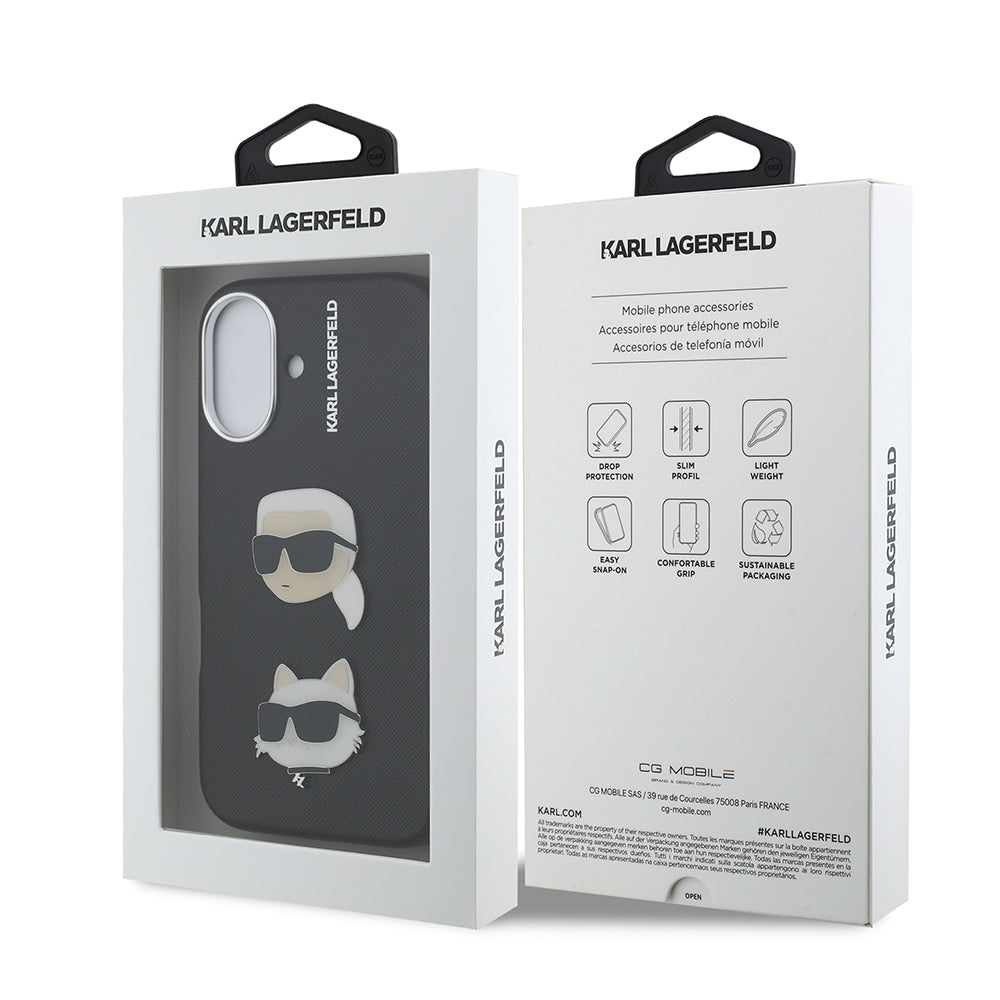 Apple iPhone 16 Kılıf Karl Lagerfeld Orjinal Lisanslı K&C Heads Pin Kapak