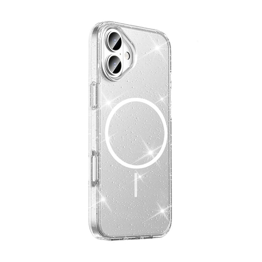 Apple iPhone 16 Kılıf M-safe Şarj Özellikli Parlayan Simli Saydam Renkli Zore Maris Kapak