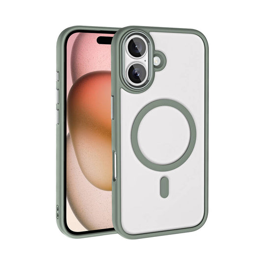 Apple iPhone 16 Kılıf Wireless Şarj Özellikli Zore Krom M-safe Silikon Kapak