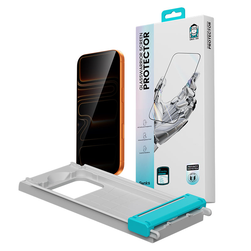Apple iPhone 16 Pro Benks Glass Warrior 2.0 EZFita Privacy Hayalet Cam Ekran Koruyucu + Kolay Uygulama Aparatı
