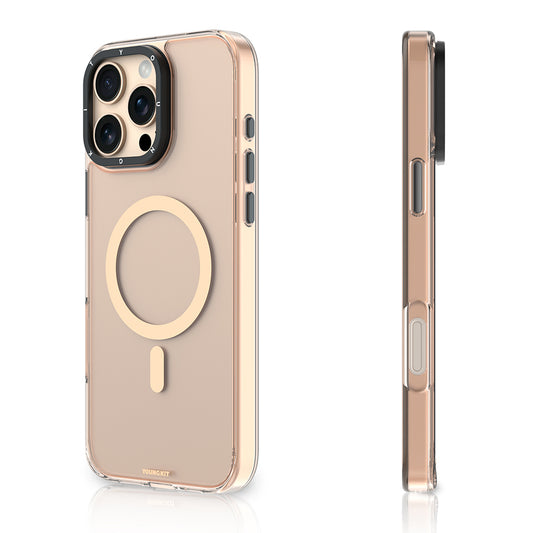 Apple iPhone 16 Pro Kılıf M-safe Şarj Özellikli Cam Arka Yüzey TPU Youngkit Gemstone Clear Serisi Kapak