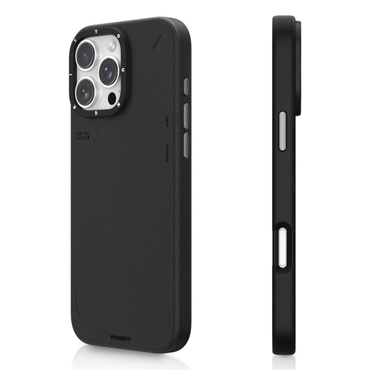 Apple iPhone 16 Pro Kılıf M-safe Şarj Özellikli Basit Mat Deri Desenli Youngkit Tech Fashion Serisi Kapak