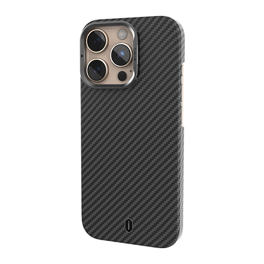 Apple iPhone 16 Pro Kılıf Wiwu DCC-206 M-safe Şarj Özellikli Kamera Standlı Aramid Fiber Tasarım Kapak