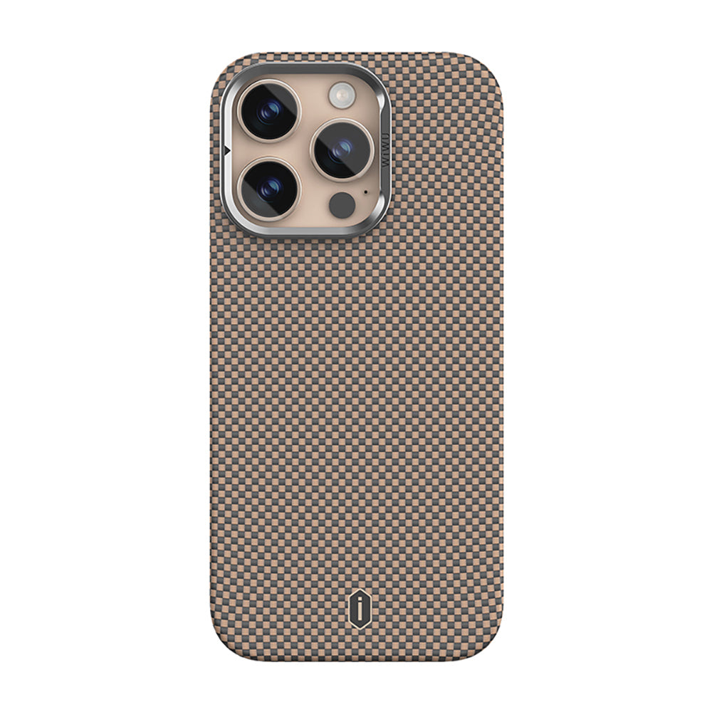 Apple iPhone 16 Pro Kılıf Wiwu DCC-208 M-safe Şarj Özellikli Kamera Standlı Aramid Fiber Tasarım Kapak