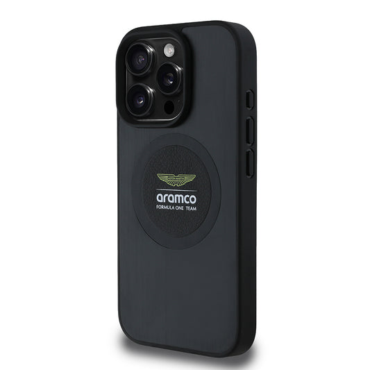 Apple iPhone 16 Pro Max Kılıf Aston Martin Orjinal Lisanslı M-safe Şarj Özellikli Aluminyum Arka Yüzeyli Formula One Team Baskılı Kapak