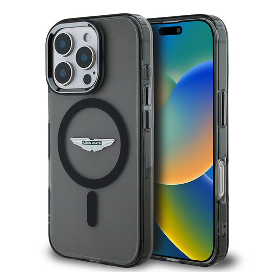 Apple iPhone 16 Pro Max Kılıf Aston Martin Orjinal Lisanslı M-safe Şarj Özellikli IML Baskı Logolu Buzlu Kapak