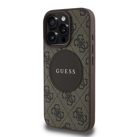 Apple iPhone 16 Pro Max Kılıf Guess Orjinal Lisanslı M-safe Şarj Özellikli Yazı Logolu Circle Classic Kapak