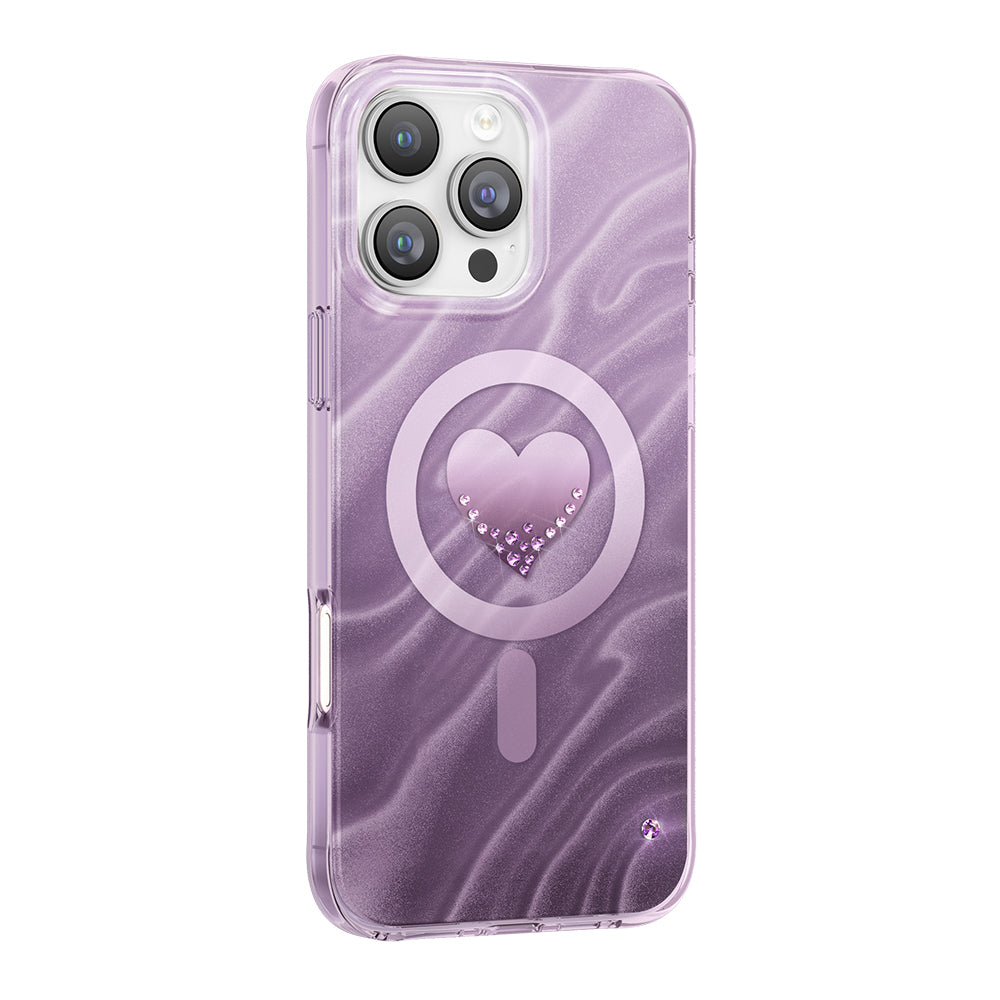 Apple iPhone 16 Pro Max Kılıf M-Safe Şarj Özellikli Orjinal Swarovski Taşlı Zore Paris Rovix Sert PC Kapak