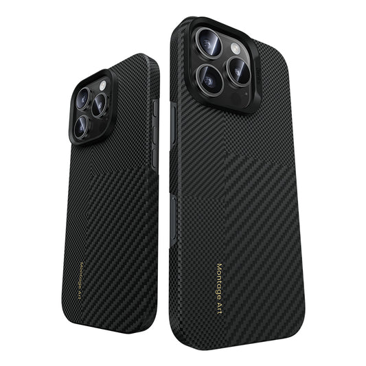 Apple iPhone 16 Pro Max Kılıf Magsafe Şarj Özellikli Karbon Fiber Benks Yeni Seri Montage ArmorAir Kevlar Kapak