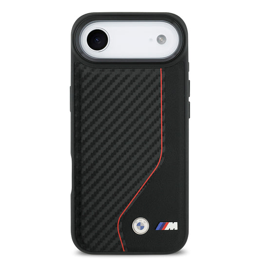 Apple iPhone 17 Air Kılıf BMW Orjinal Lisanslı M-safe Şarj Özellikli Metal BMW ve M Logolu PU Karbon Tasarımlı Kapak